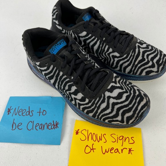 Skechers Go Run Razor 3 Cloak Running Shoes Womens 6 Black Zebra Lace Up Low Top - Picture 15 of 16